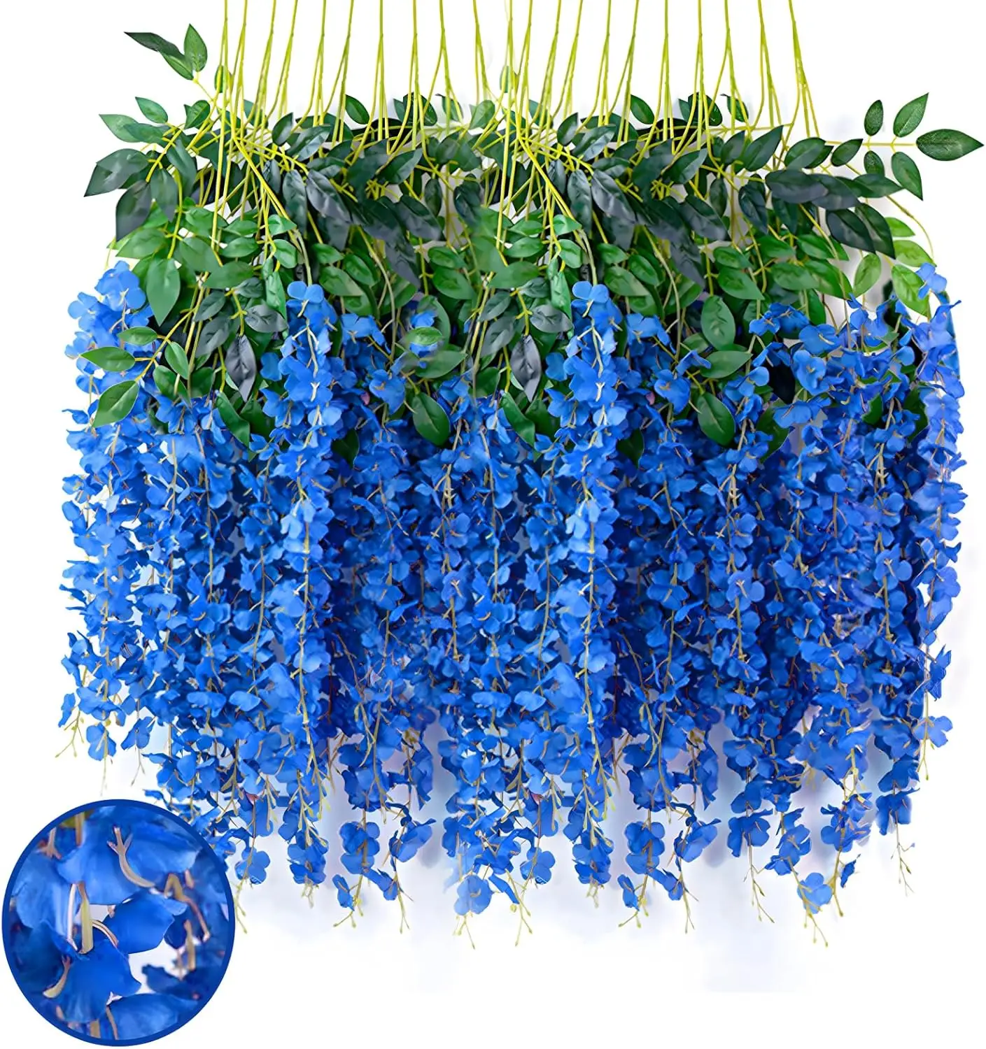 

12pcs Artificial Fake Wisteria Flowers Hanging Garland for Wall Outdoor Garden Wedding Party Decoration Home Interior Decor