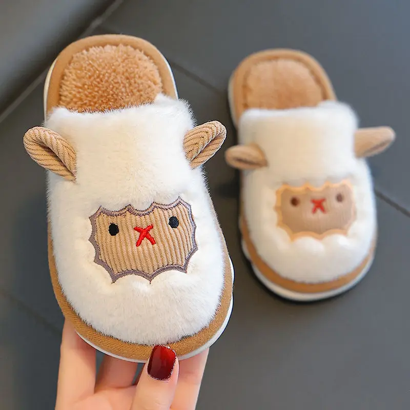 

Kids Cotton Slippers Parent Child Design Indoor Home Plush Anti Slip Shoes for Boys Girls Toddlers 2026 Autumn Winter Arrival