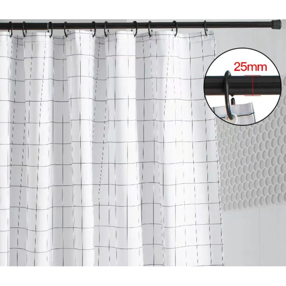

2Pcs Adjustable Shower Curtain Rod Multi-Function Telescopic Bar Easy Install No Tools Required 30-50cm Black Shower Curtain Rod