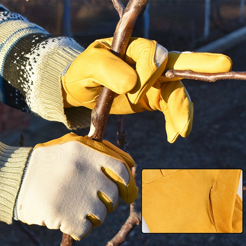 

Men Work Gloves Soft Cowhide Driver Hunting Driving Farm Garden Welding Security Protection Safety Mechanic Glove