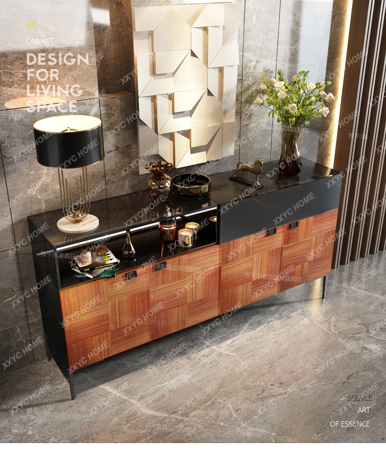 

Входной шкаф в итальянском стиле, вилла, большой плоский пол, гостиная, стеклянный декоративный шкаф с лампой, высококачественный многофункциональный