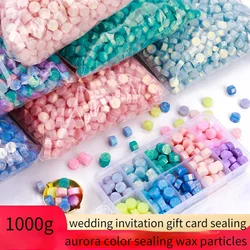 500g Pearlescent Metallic Color Sealing Wax Particles Beautiful Aurora Wax Material Wedding Invitation Gift Card Decor Craft