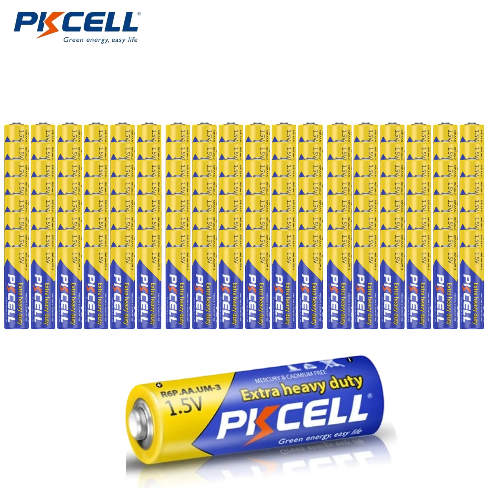 

PKCELL 150 шт. двойной A 1,5 в AA цинковый хлорид батарейки R6P UM3 ND62S PC1500 цинково-углеродные сухие батарейки AA для детектора движения