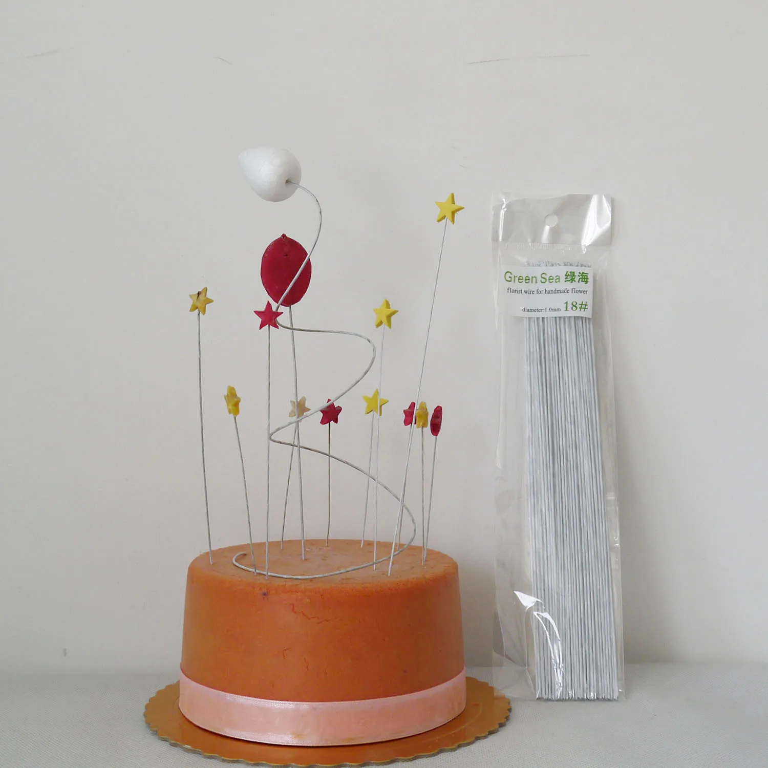 18# white paper wrapped wire 30 pieces cake plug-in decoration accessories wire 25 cm long