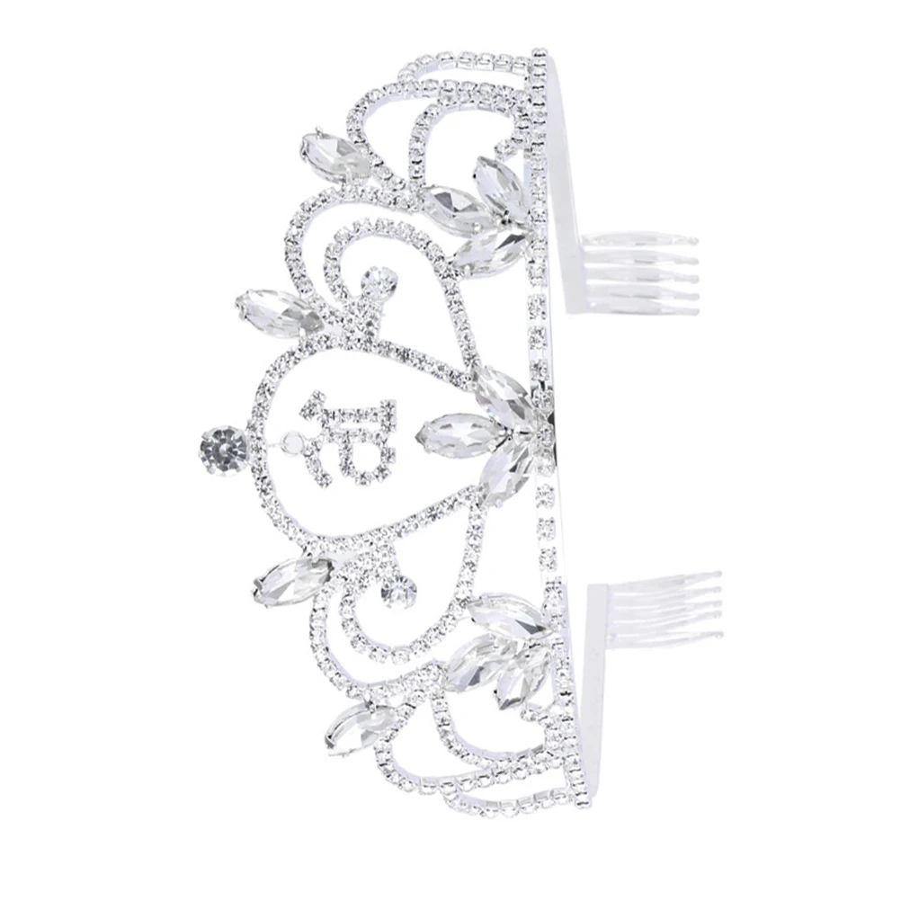 

Elegant Birthday Crown Headband For Women 16 Years Rhinestone Hair Band Lightweight Gold Plating Headdress Party Wedding