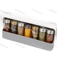 Kitchen Spice Rack Self-adhesive Wall-mounted Under-Shelf Seasoning Bottle Storage Rack Spice Organizer