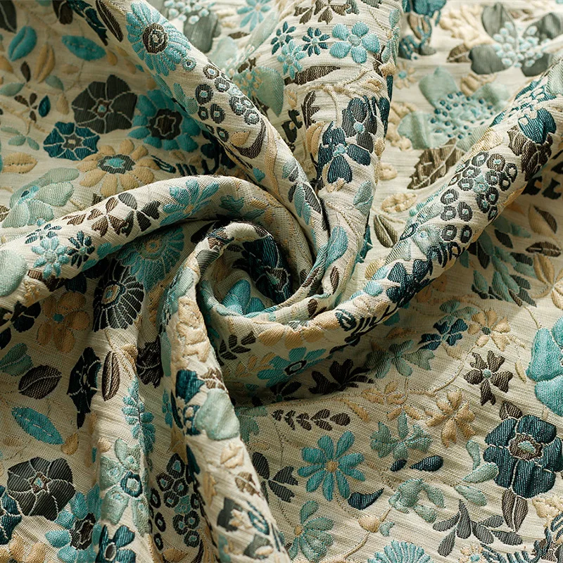 Garden Style Small Flower Yarn Dyed Embossed Jacquard Fabric Women\'s Luggage Dress Making Fabrics 50cmx150cm