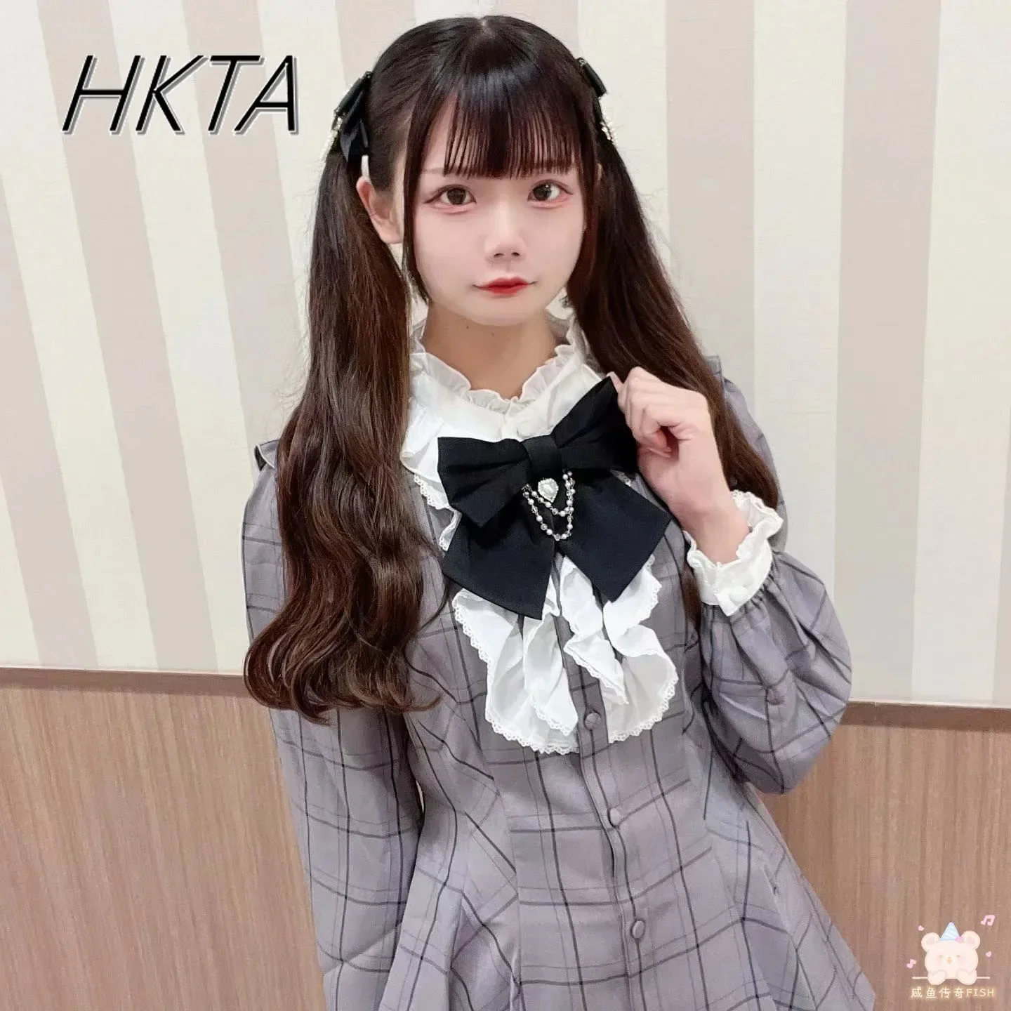 2026 New Spring Sweet Outfits SC Dress Women Japanese Mine Plaid Long Sleeve Shirt Heart Bow Chain Mass-Produced Dress Culottes