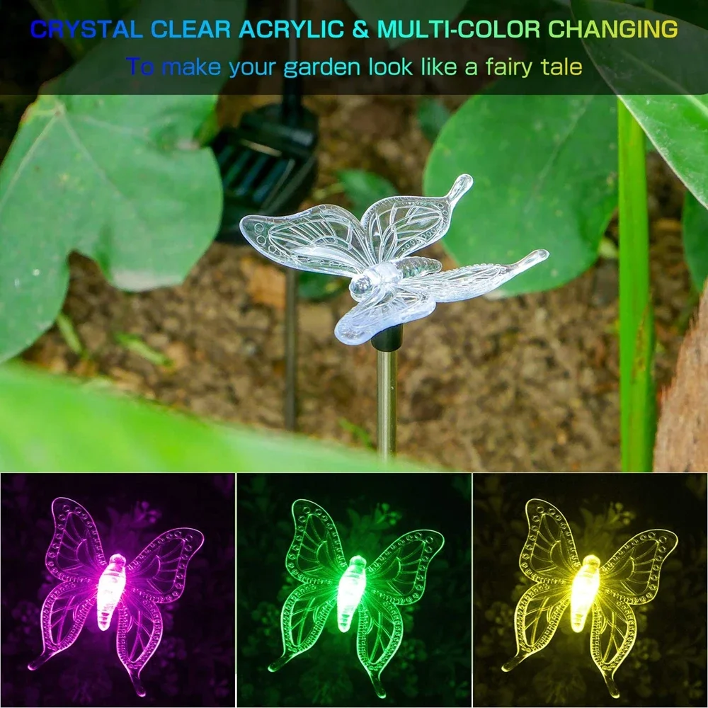 3 Pack Solar Garden Light Outdoor Solar Figurine paletto luce che cambia colore luce solare del paesaggio per il percorso del Patio del prato del cortile