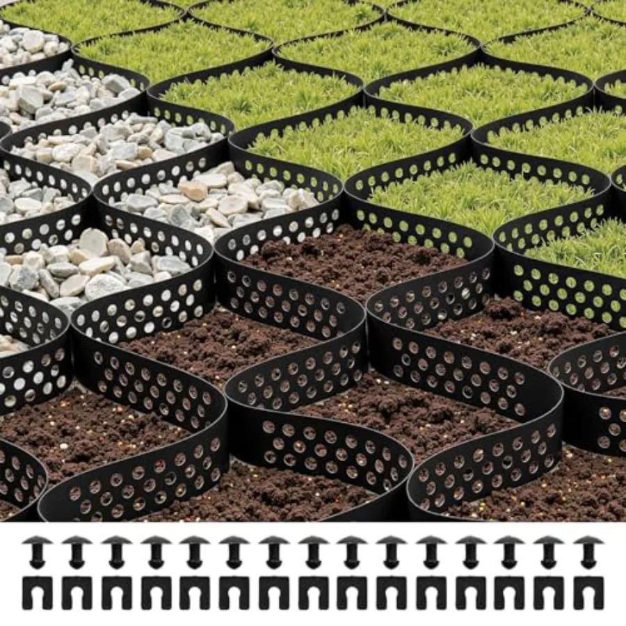 

Gravel Grid 2 Inch Depth 17.06 x 8.86 FT 5200 x 2700 mm 1880 LBS Per Sq ft Grass Ground Retainer Permeable Geo Grids Driveway