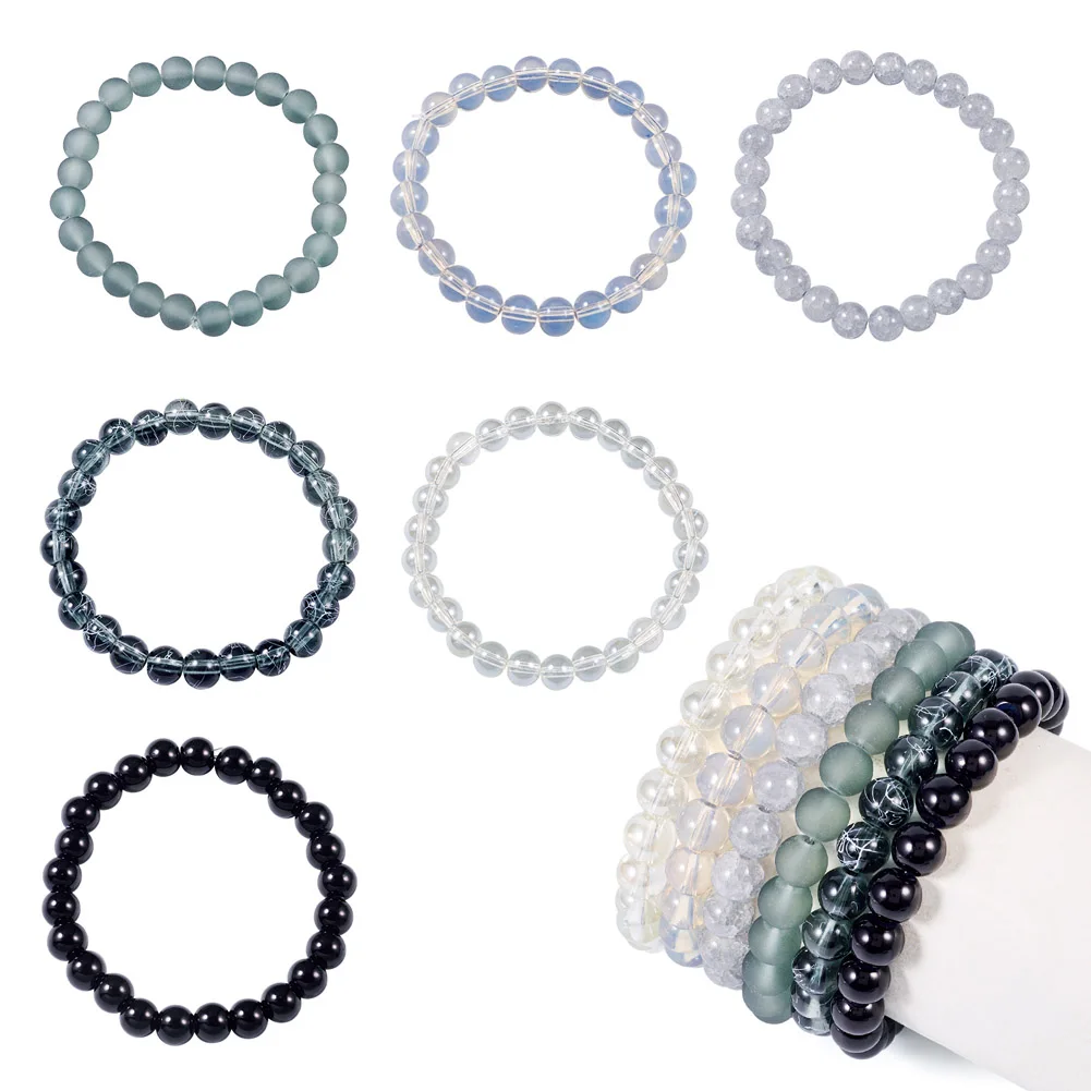 

Стрейчевые браслеты из хрустального стекла, 6 шт., разноцветные Круглые бусины, штабелируемые браслеты для рукоделия, подарок на день рождения, изготовление ювелирных изделий