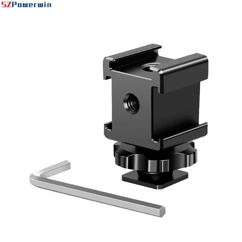 Hot Shoe 3-Head  Mount Bracket Metal Multi-Accessories Expander for DSLR Camera Flash Light Microphone Monitor Cold Shoe Adapter