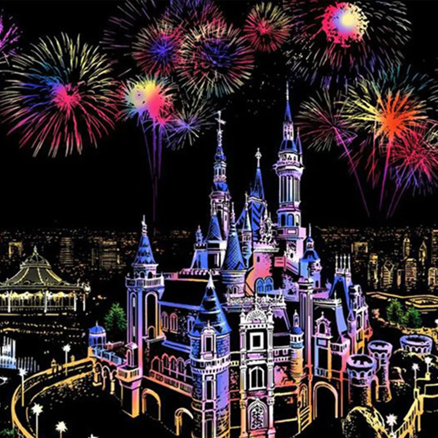 Colorful City Series Urban Night Scene Scratching Landscape Scratching Creative Birthday Gift