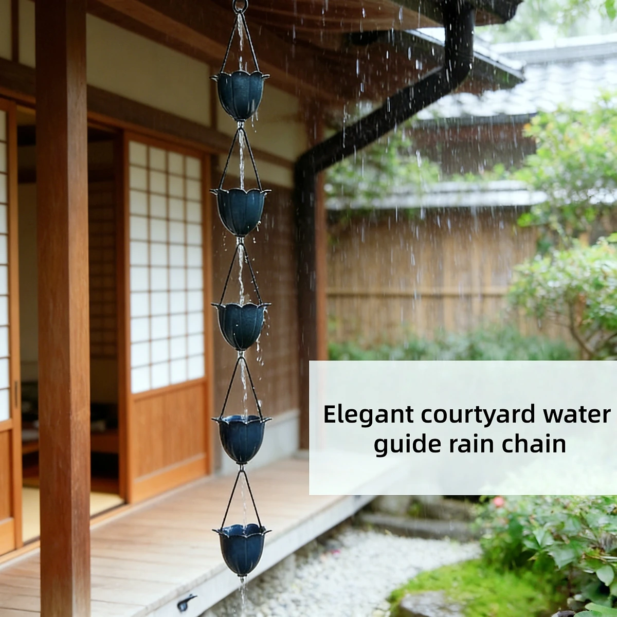 Metal Rain Chain Drainage Chain, Outdoor Eaves Rainwater Diverter, Vintage Bell Shape, Also Serves as a Hanging Flower Pot Rack, Garden Wall Decoration
