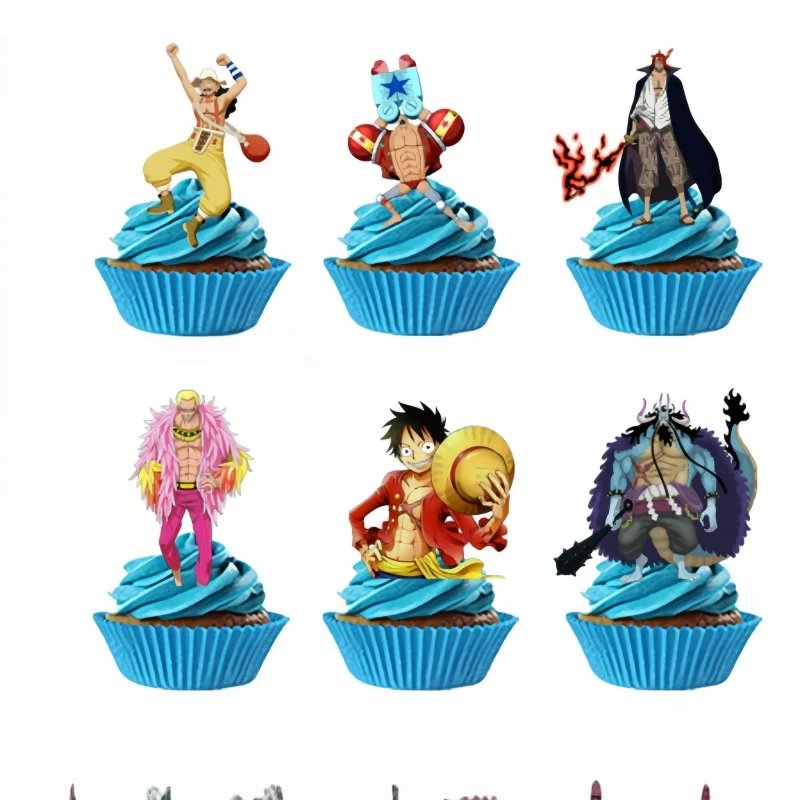 25pcs One Piece Cake Topper Cupcake Toppers Birthday Decorations One Piece Theme Party Supplies One Piece Cake decorations