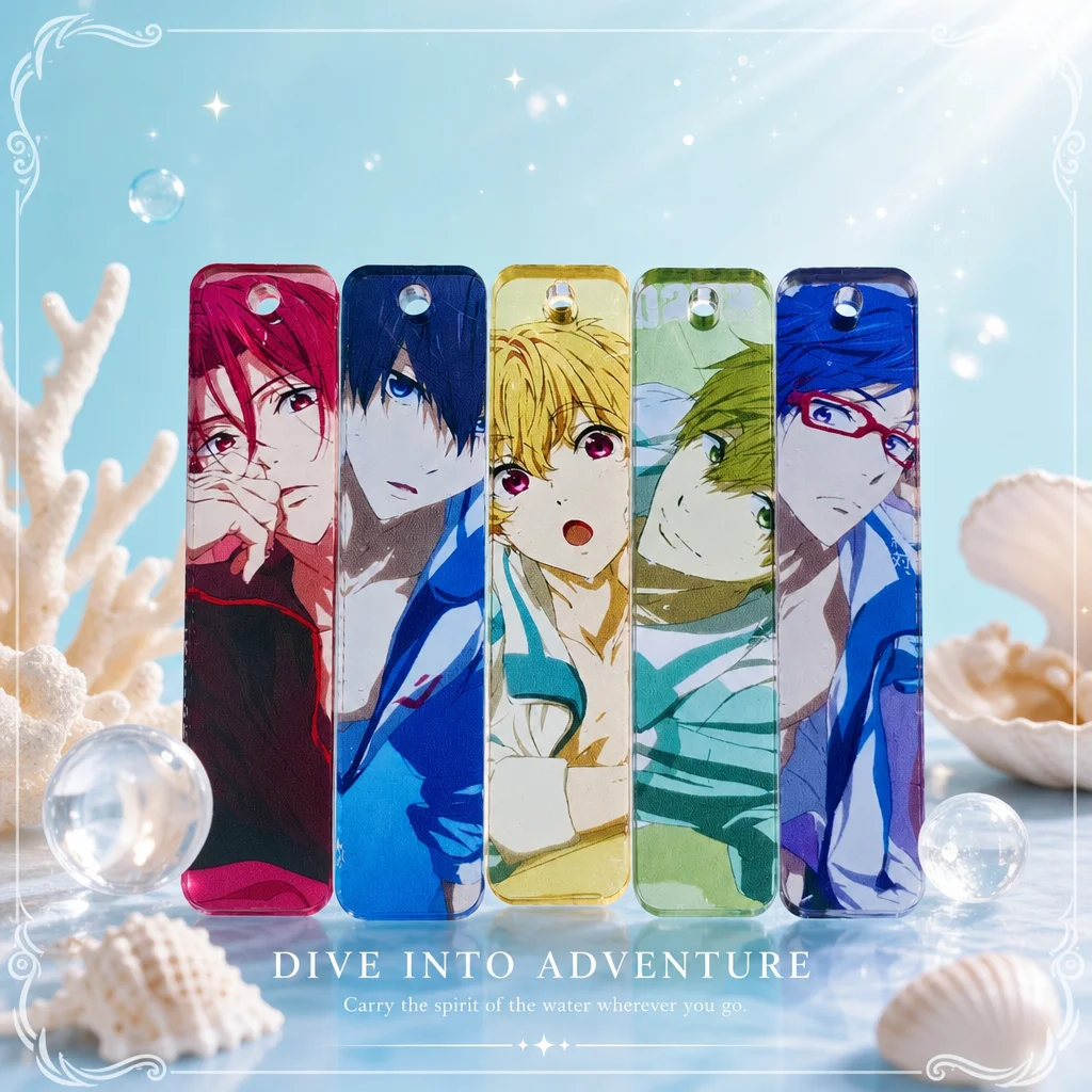 Kostenloser Iwatobi Swim Club Anime Nagisa Hazuki Haruka Nanase Rin Matsuoka Rei Ryugazaki Makoto Tachibana Schlüsselanhänger mit langem Band