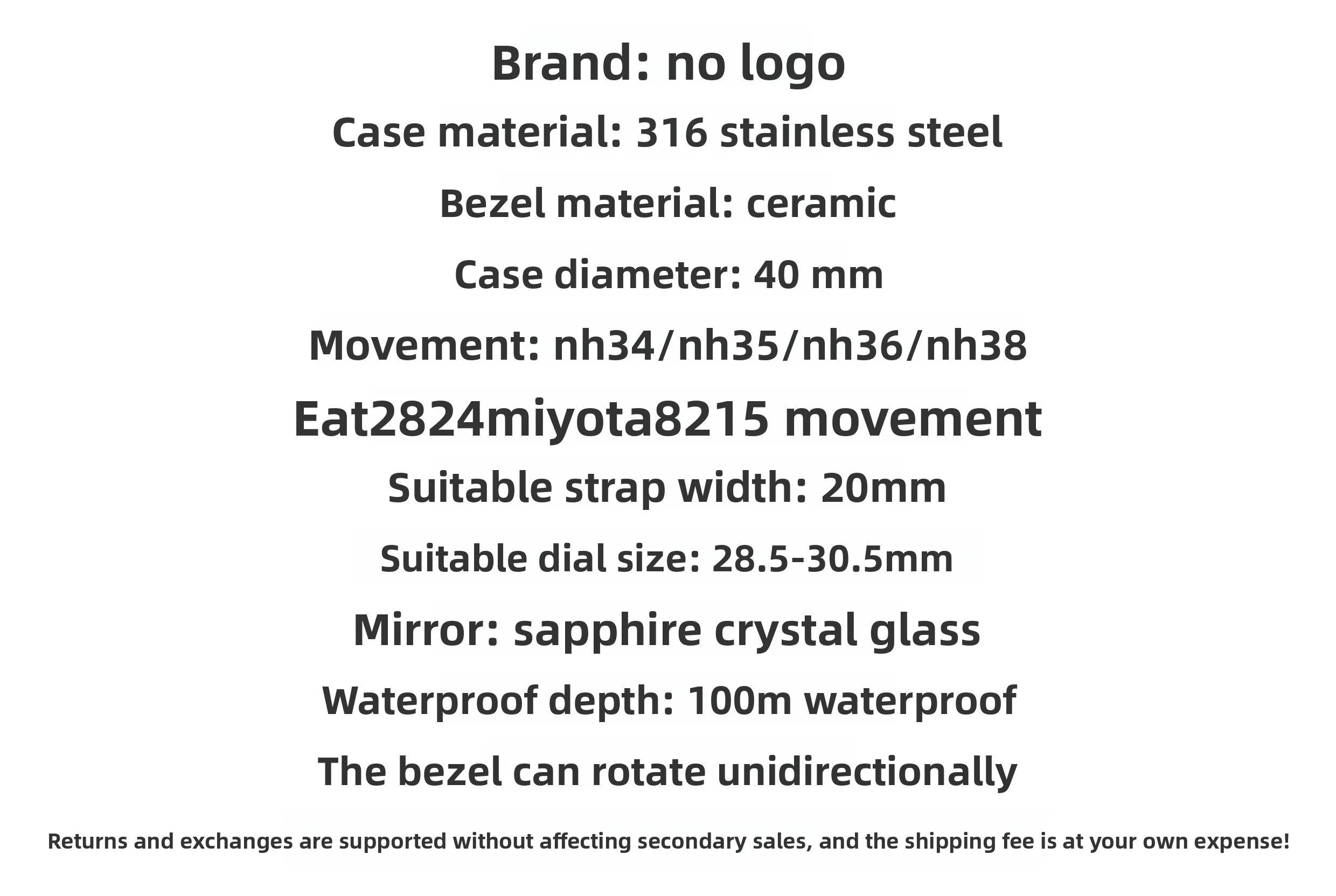 NH35 electroplated water ghost modified high-end accessories sapphire calendar for NH36NH38 movement 40MM case