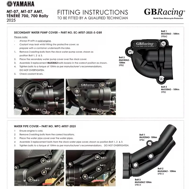 accessori moto GBRacing Secondary Cover + Clutch Cover – Engine Protection Set Tailored 2025 For Yamaha MT-07/Ténéré 700 Series