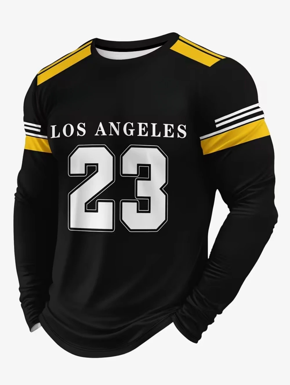 

Мужская футболка Los Angeles с 3D принтом и длинным рукавом, осенняя полосатая футболка с круглым вырезом, спортивная футболка на открытом воздухе для мужчин, повседневная мужская верхняя одежда