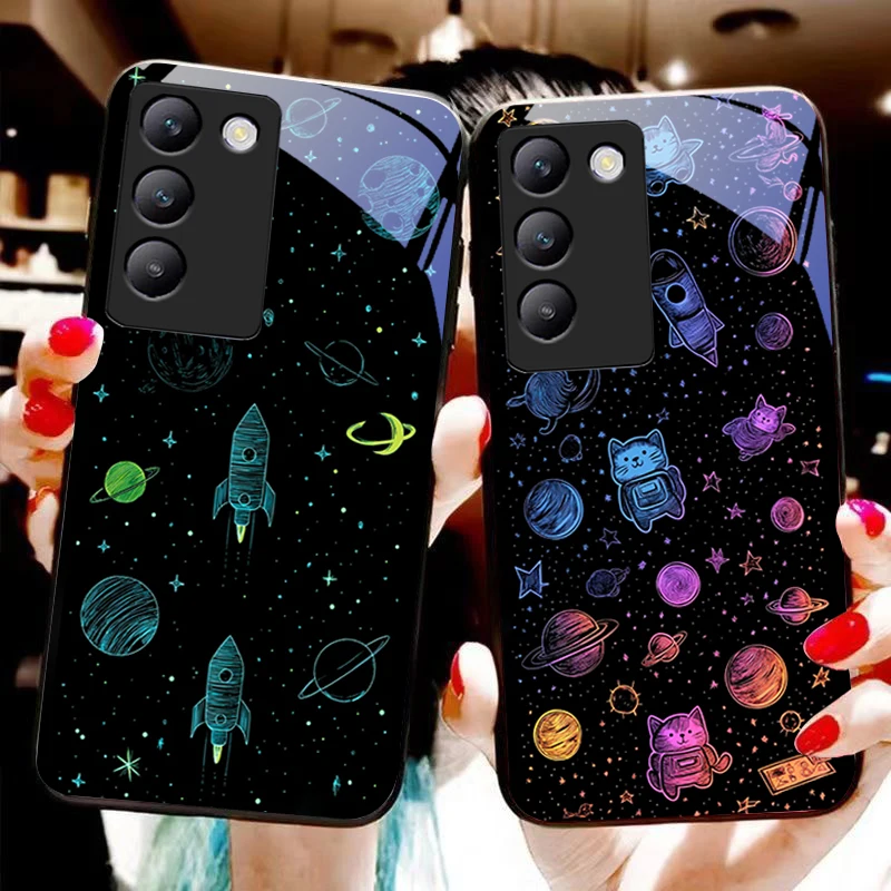 

Dream Space Black For Y72 33S 11 03 36 96 Lite 35 16 Iqoo 12 V40 SE 5G 29 40 21 30 X80 Pro Vivo Tempered Glass Phone Case Black