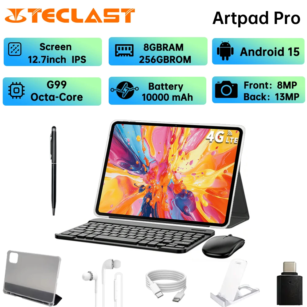 Tablet Teclast Artpad Pro 2025 da 12,7 pollici, MTK G99 Octa-Core, 20(8+12)GBRAM+256GB ROM, Android 15) con tastiera e pacchetto di accessori