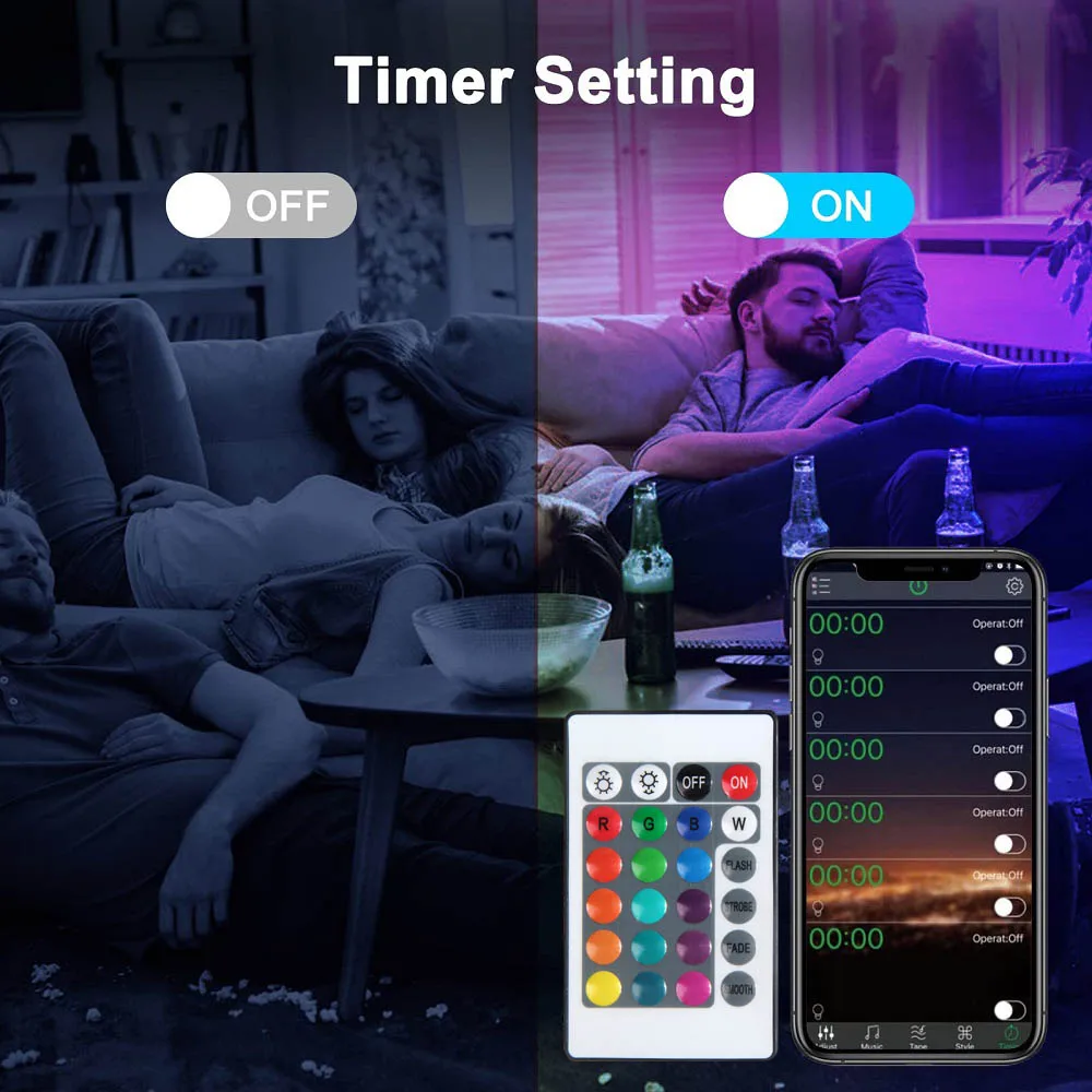 LED light with 24 keys RGB neon light 1-30m strip light RGB LED tape Smart LED light forroom decoration