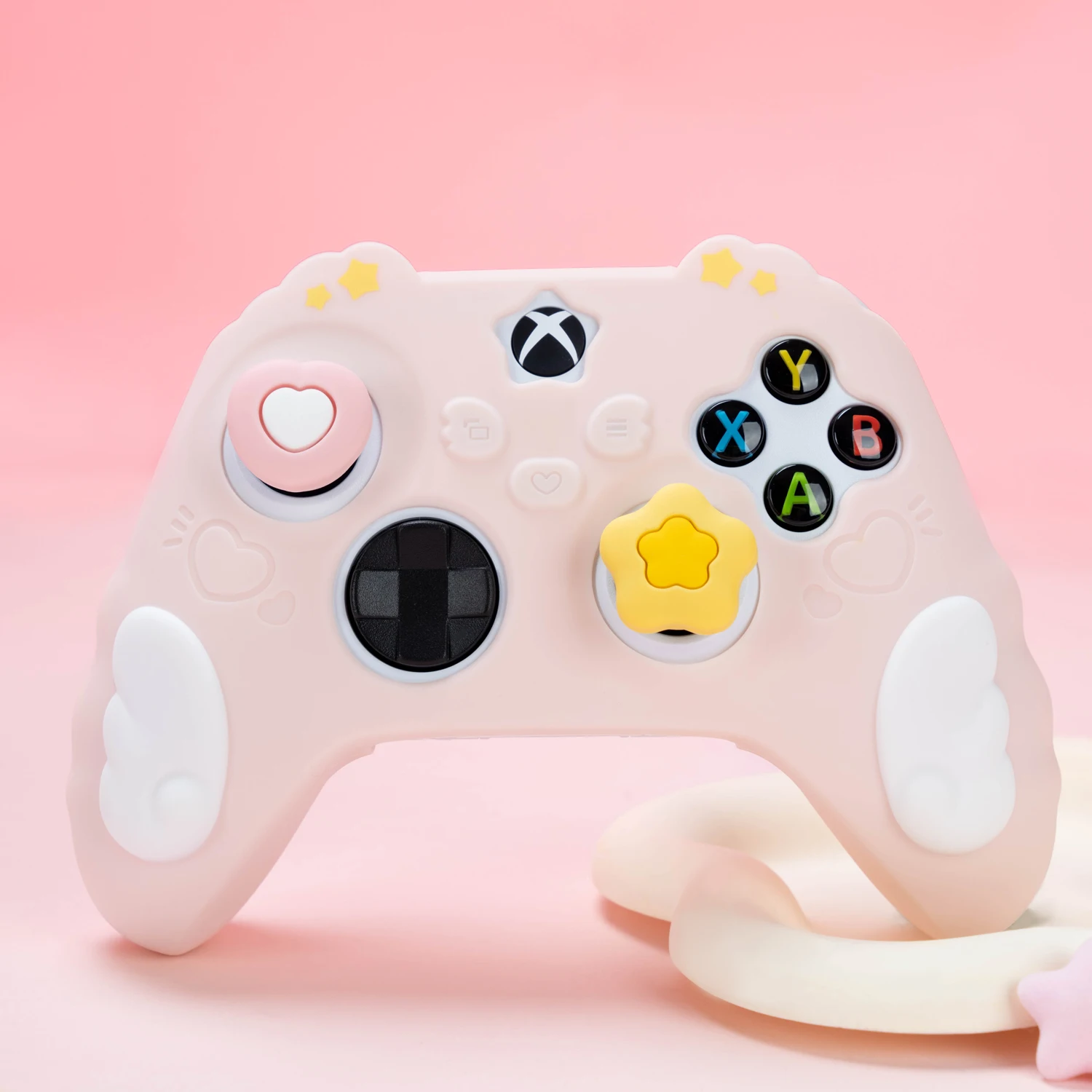 نجمة أجنحة الحب سيليكون لينة حامي ملصق الجلد ل Xbox سلسلة X/S أذرع التحكم في ألعاب الفيديو حالة XSX XSS الإبهام عصا قبضة غطاء تغليف