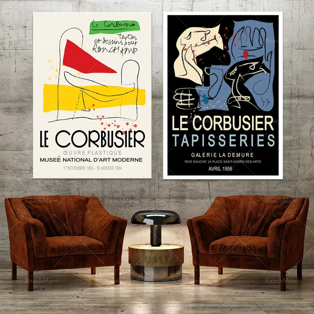 ملصقات LE CORBUSIER 1964، 1956، مطبوعات Le Corbusier، ملصقات Le Corbusier، ملصقات المعرض، ملصقات فنية حديثة، فن تجريدي #4