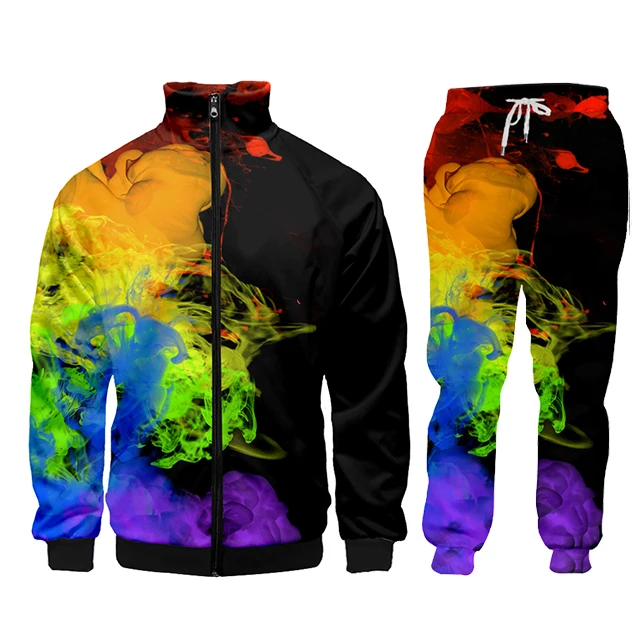 Regenboog Rook Liefde Is Liefde Trainingspak Heren Winterjas Hoodie Broek Polo 3D Custom Afdrukken Pak Sport Grote Maat joggingbroek