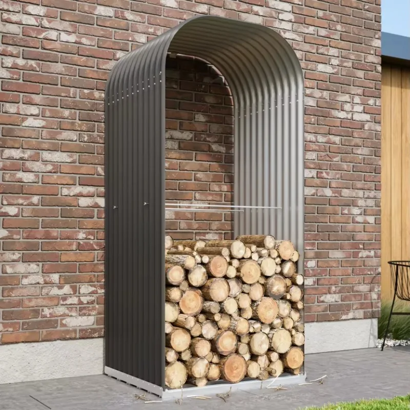 صندوق رف خشبي من الفولاذ المجلفن منظمة الحطب تخزين سقيفة الحديقة بسهولة تخزين الحطب المعدني مقاوم للقوارض صديق للبيئة #6