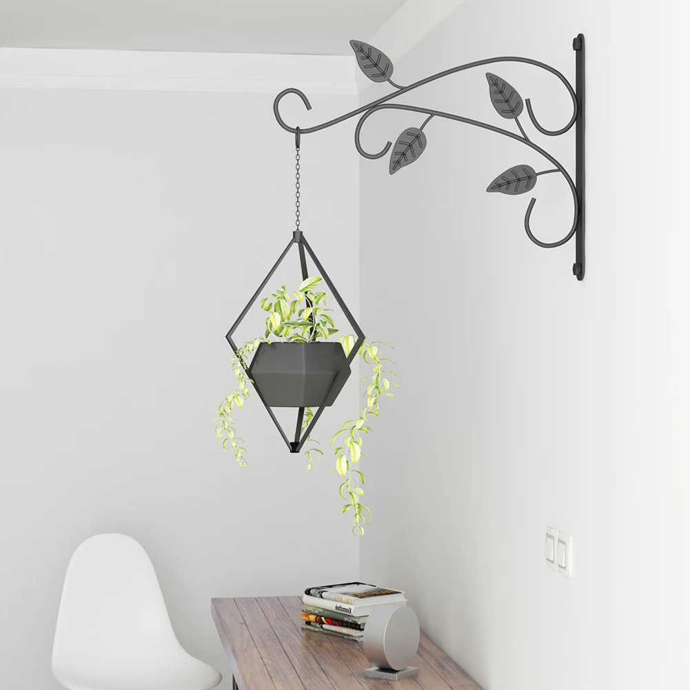 Wall-mounted Iron Hook Plant Flower Pots Decorative Hanging Basket Support Shelf for Household Bedroom Decoration