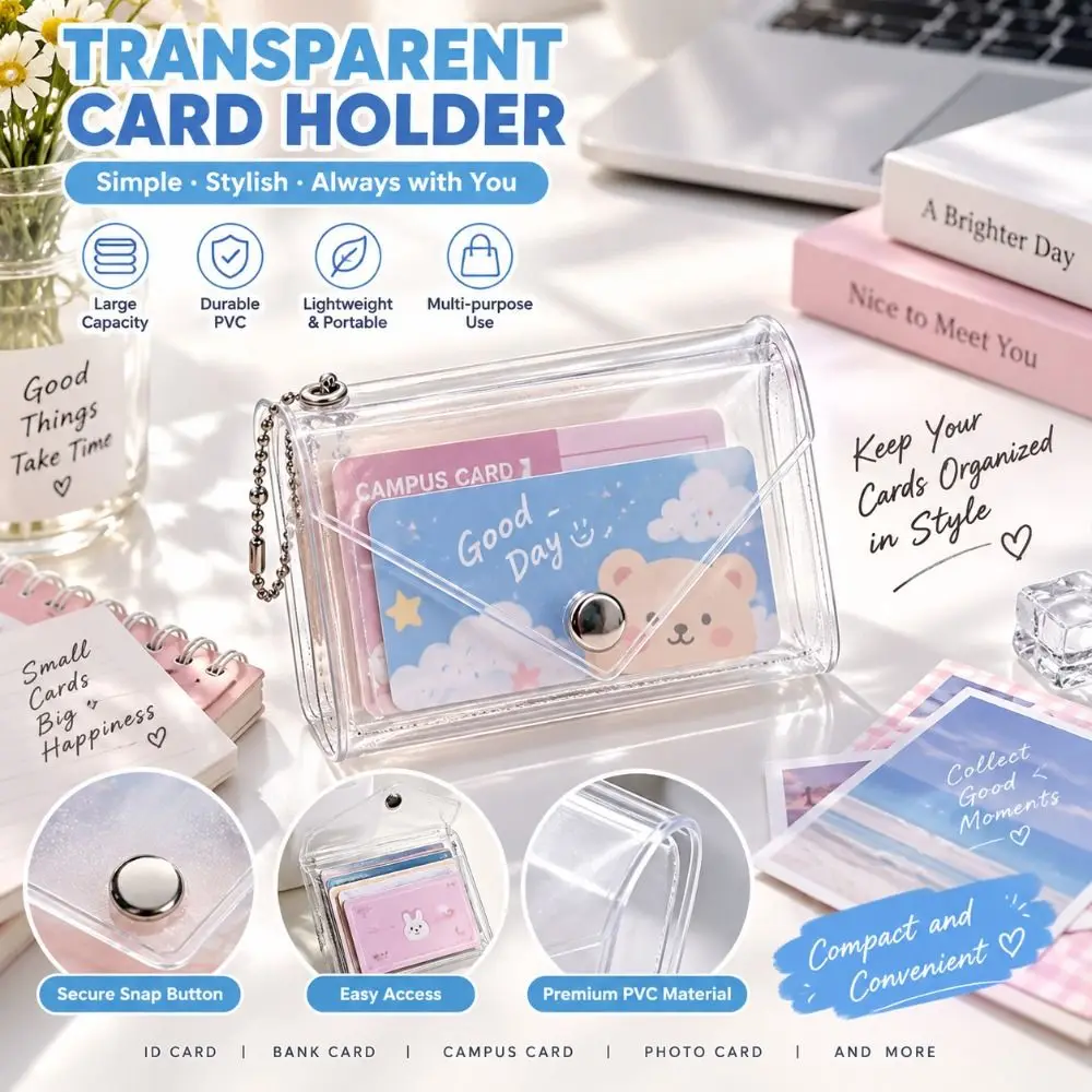 Stylish Starlight Glitter Finish Card Holder Multi-Purpose Transparent Card Case PVC Coin Wallet Travel