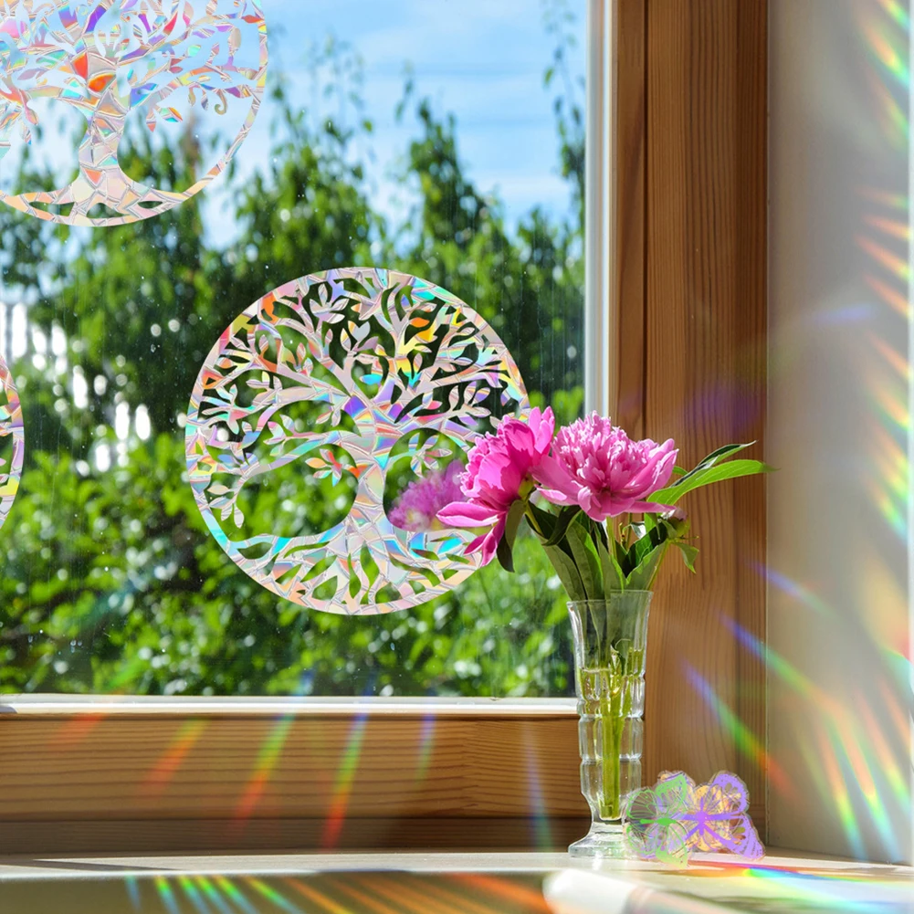 Rainbow-Reflective Sticker PVC Waterproof And Weather-resistant Round Shape Rainbow-Suncatcher Window Stickers Home Decoration