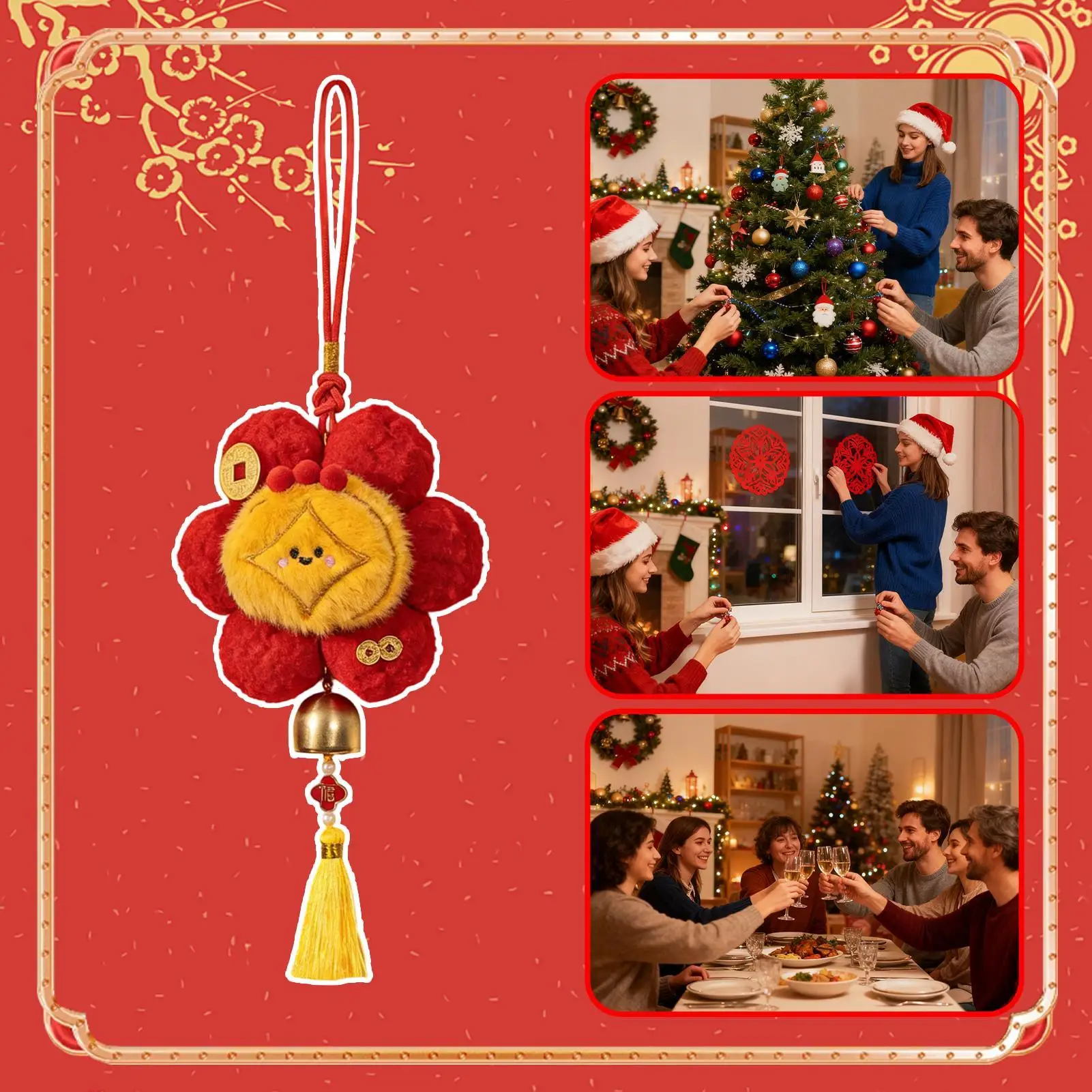New Year Decorations 2026 Plush Chinese Home Decor Soft Hanger Window Tree Ornaments For Living Room Wall Bedroom Balcony Door view 4