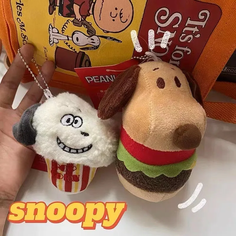 Snoopys Cartoon Peripherals Burger Dog Popcorn Dog Backpack  Bag Car Keychain Youth Decoration Gift