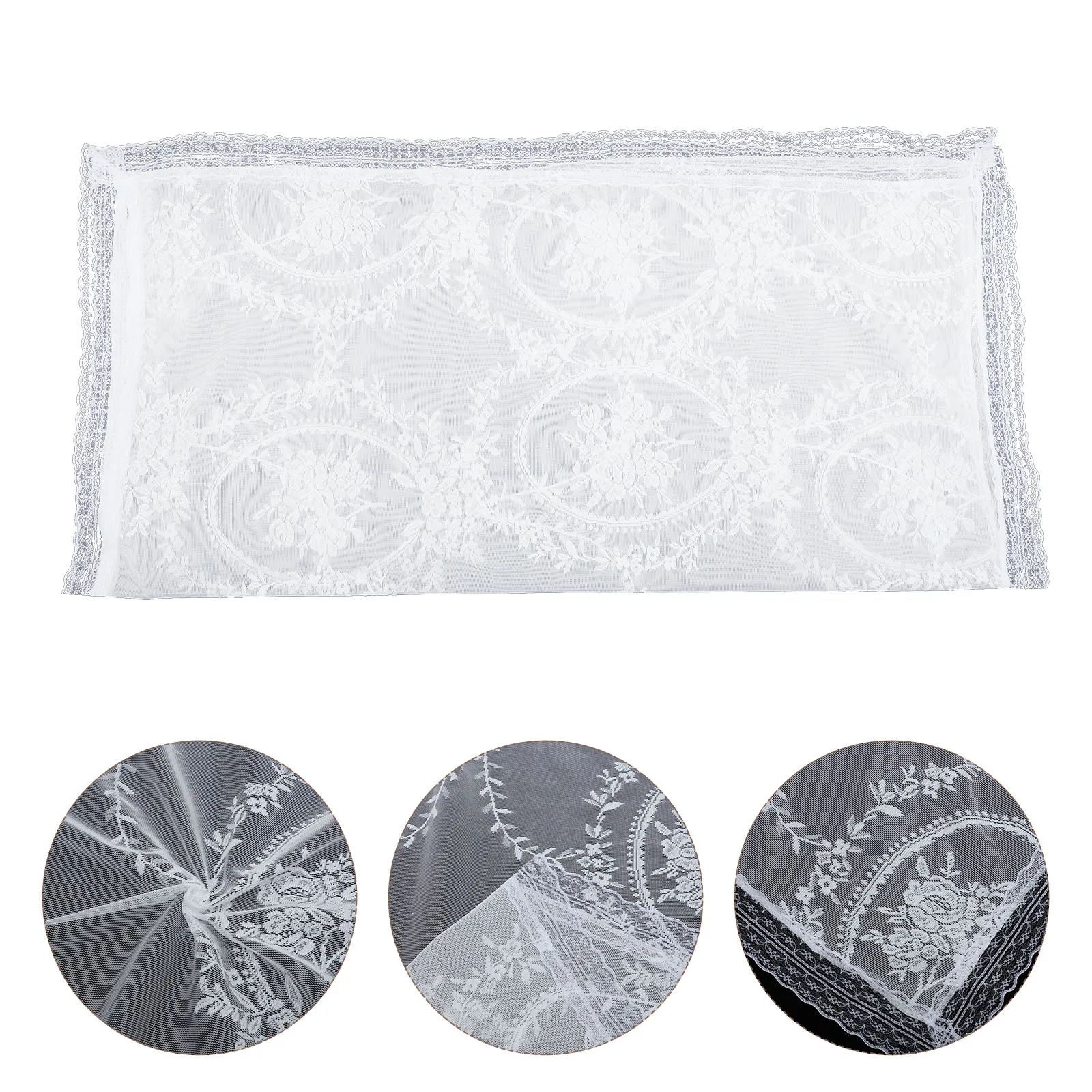 

Lace Tablecloth Round 60 Inch White Circular Cover for Outdoor Picnic Parties Decorative Reusable Easy Clean Not Tear Suitable