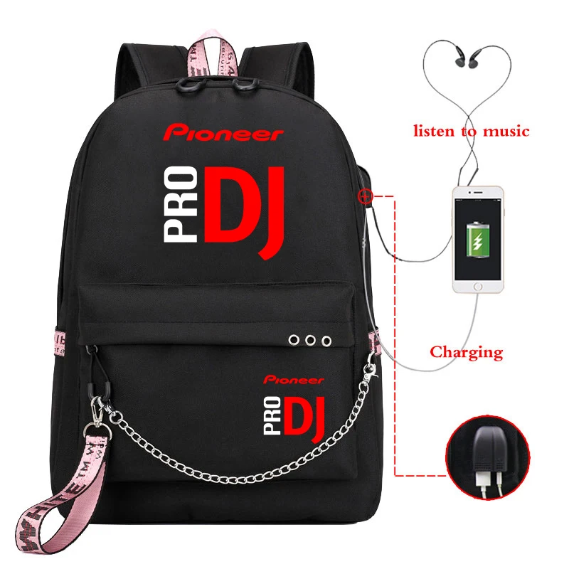 

Fashion Pioneer Pro DJ Printed Backpack Boys Girls School Bag with USB Charge School Bag for Teenager New Men Travel Backpack