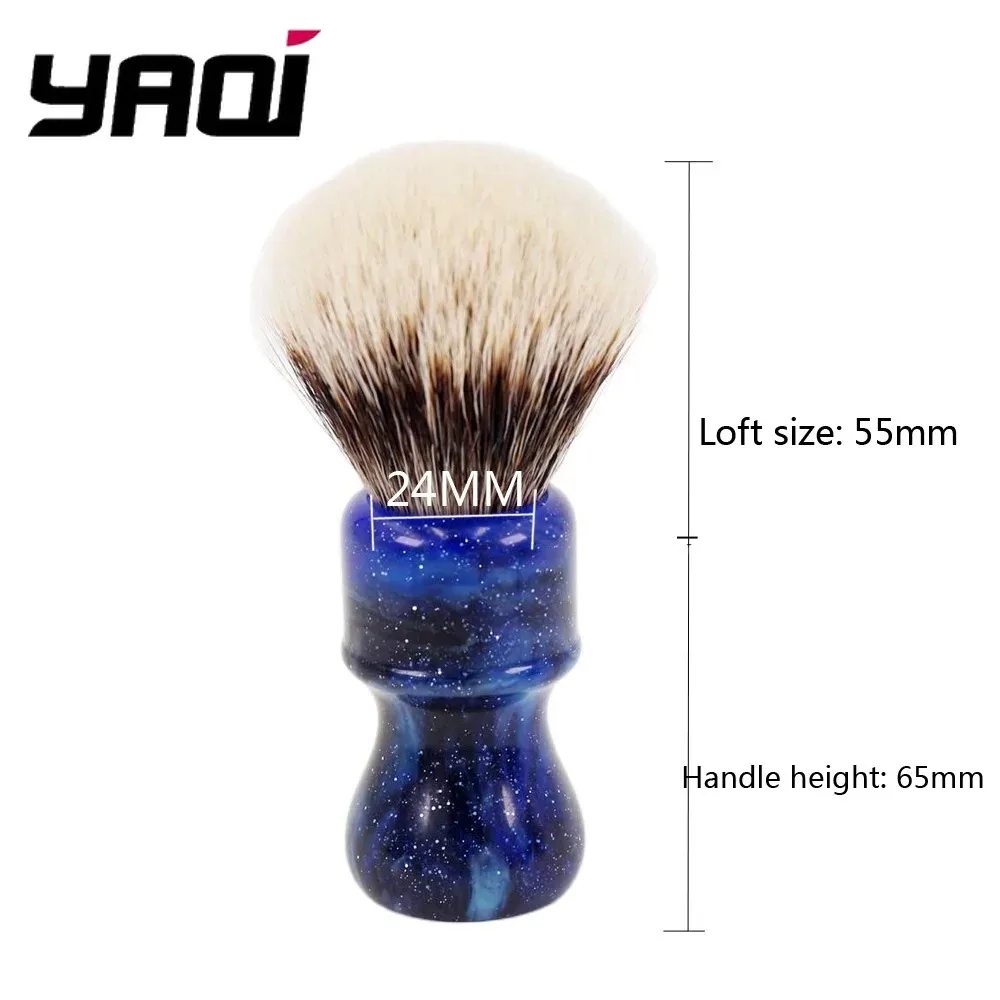 YAQI 24MM Mysterious Space Color Handle Two Band Badger Hair Knot Men Shaving Brushes and Shaving Soap Set