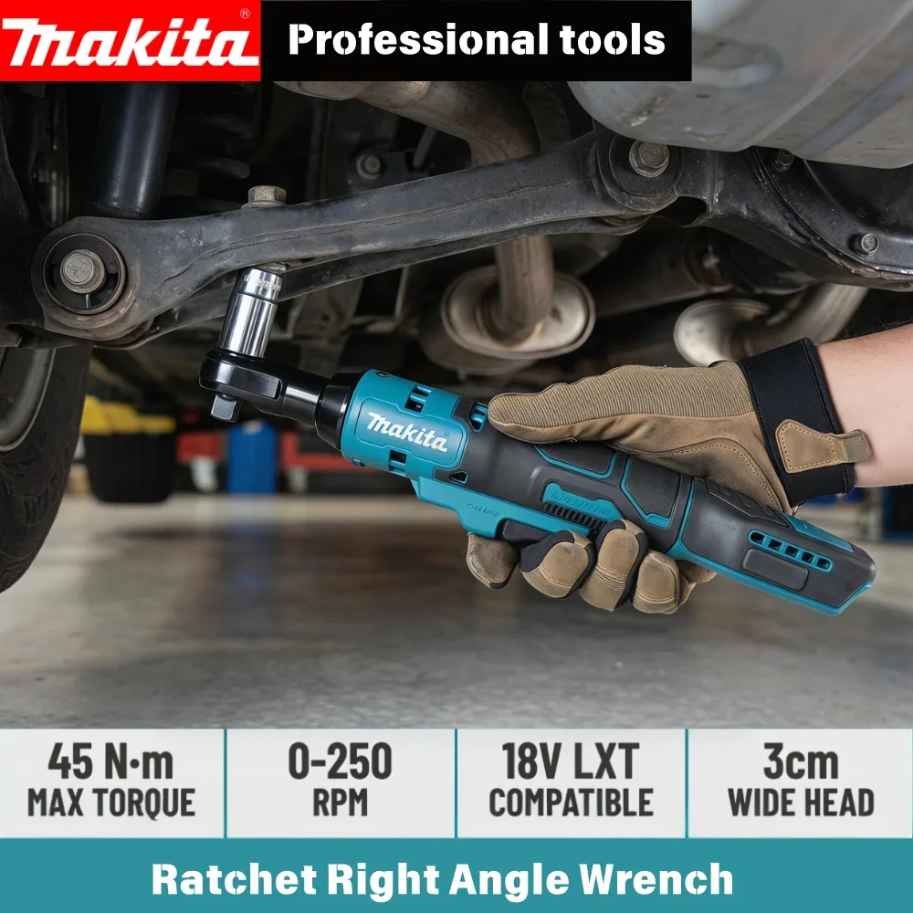 Makita DWR180 18V Brushless Cordless Ratchet Wrench 47.5Nm 0-800RPM 1/4 3/8 Inch Drive with LED for Engine Bay Work