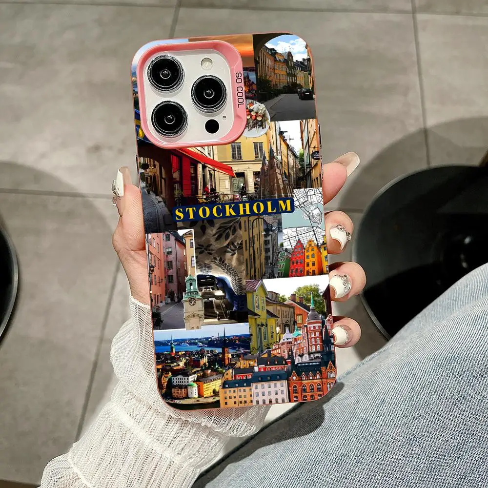 Funda para teléfono móvil con bandera de Suecia para iPhone 17 16 15 14 13 12 11 X XR XS 8 7 Pro Max Plus, funda rosa translúcida de lujo