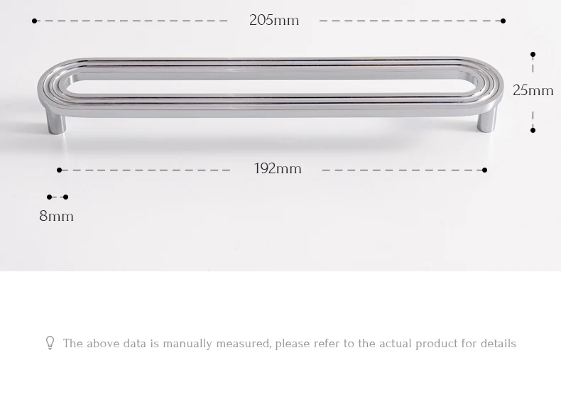 Chrome finished solid brass cabinet handle — supplier illustration 25