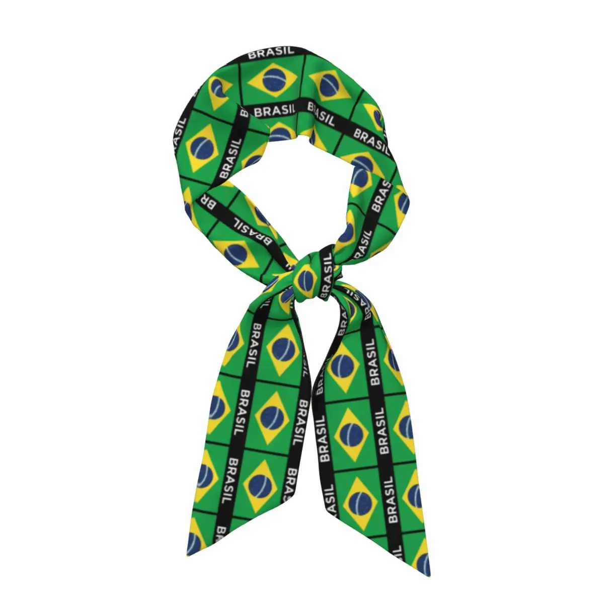 Brazil Soccer Team Football Brazilian FlagWomen Long Narrow Scarf Silky Skinny Scarf Multi-use Neck Head Wrap for
