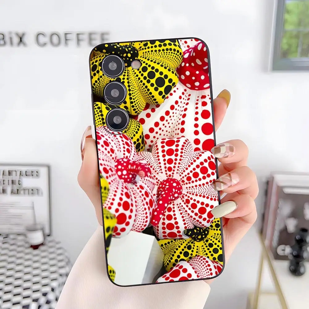Чехол для телефона Yayoi Kusama с рисунком тыквы для Samsung S26 S25 S24 FE S23 S22 S21 Plus S20 Ultra Note20 Ultra, черный, мягкий