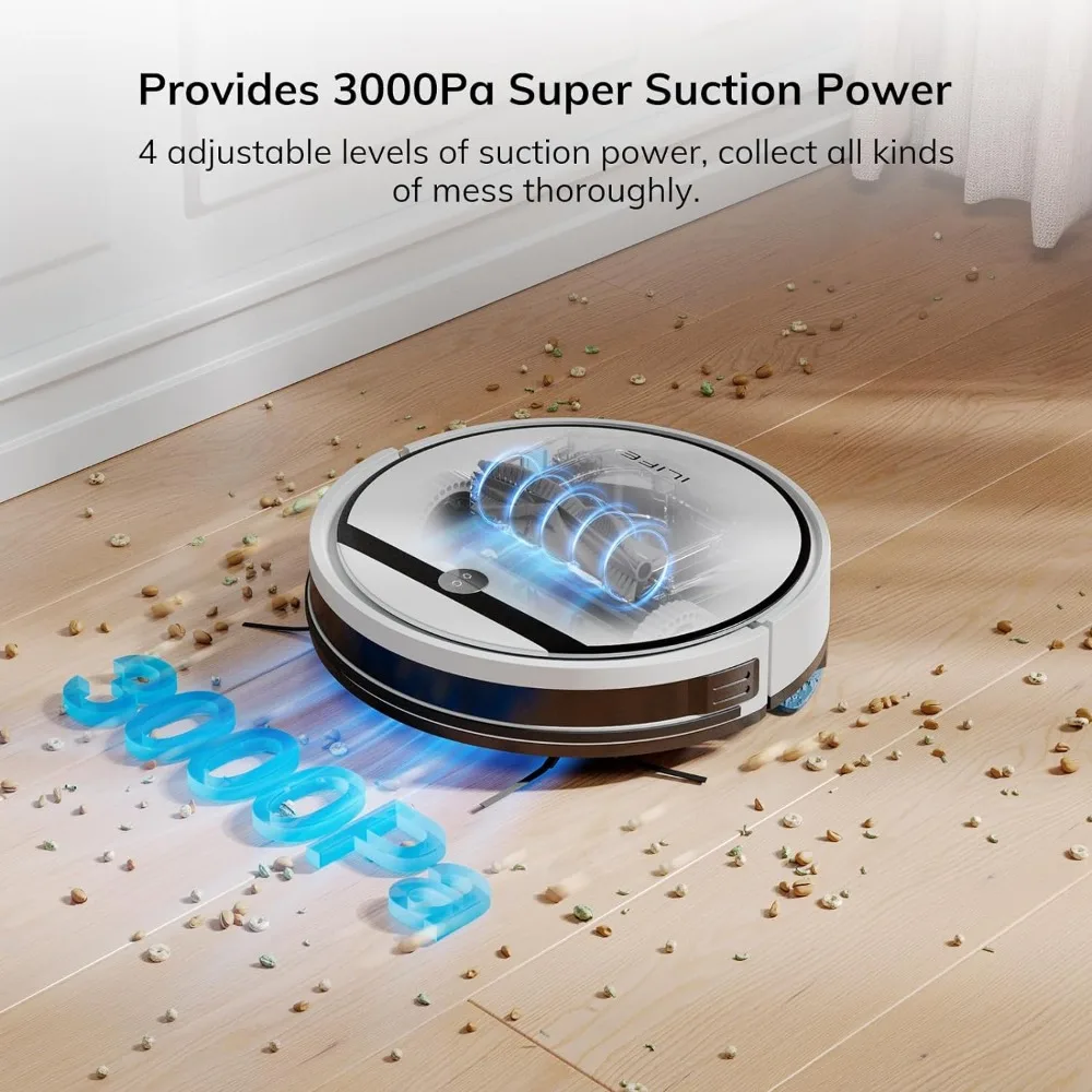 Robot Vacuum and Mop Combo, V3s Pro Upgraded, Compatible with 2.4GHz WiFi/Alexa/Google, 120mins, 3000Pa