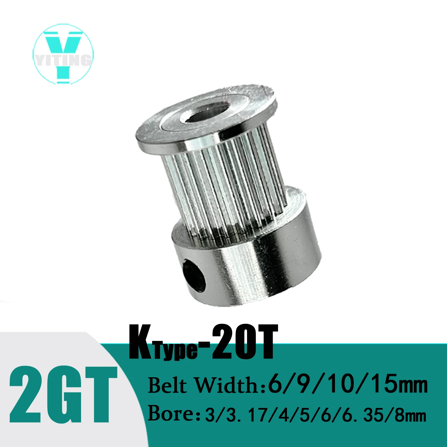 2GT  20  Teeth 2GT Timing Belt Width 6mm 9mm 10mm 15mm 2GT Timing Pulley Bore 3/3.17/4/5/6/6.35/8mm  For 3D Printer CNC Parts