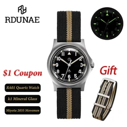 RDUNAE  RA01 Quartz Wristwatches Miyota Super 2035 Movement 316L Stainless Stee Super Luminous Waterproof 5ATM 42MM Men's Watch