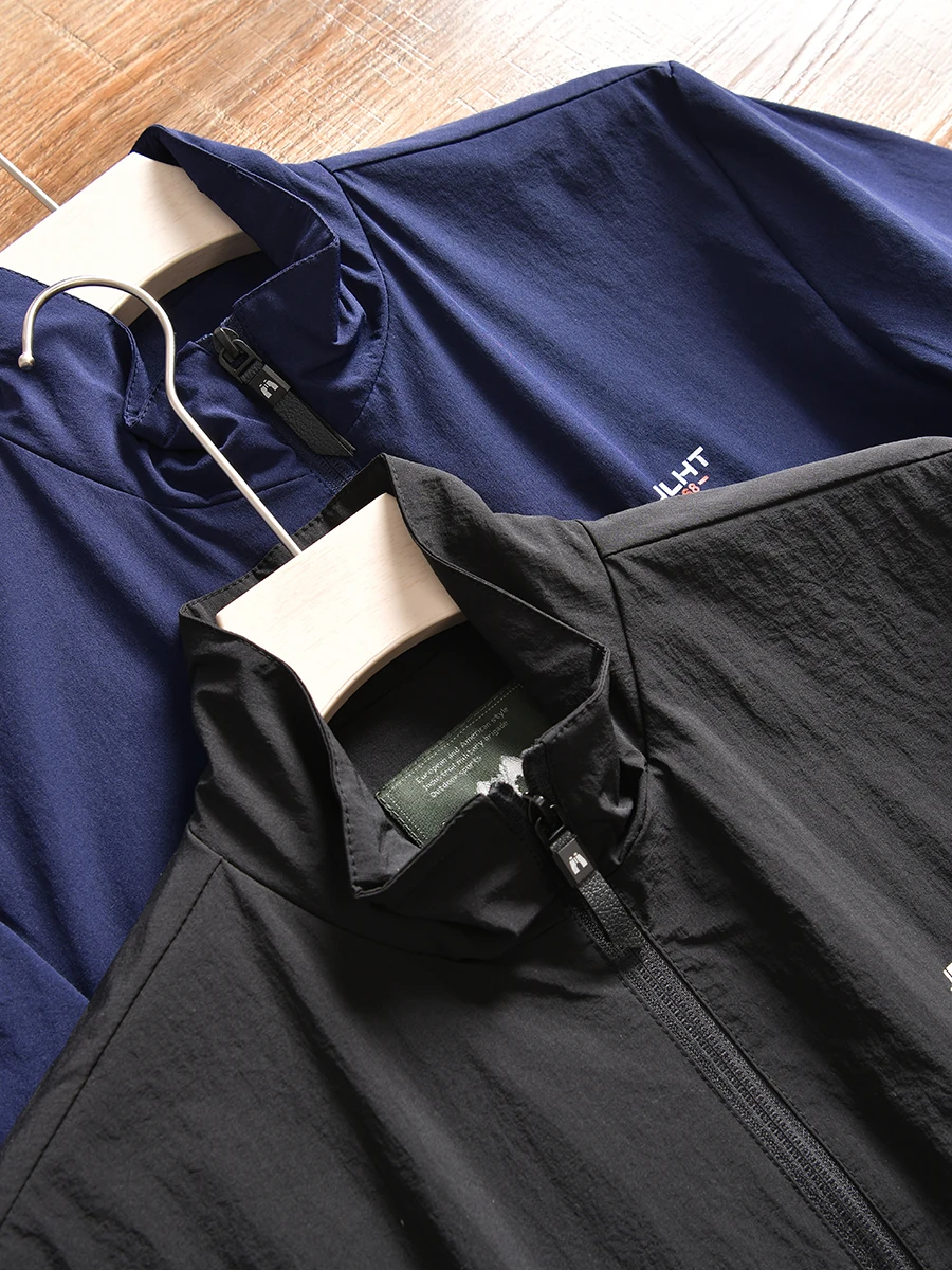 Outdoor Men's Sportswear Quick Dry Breathable Elastic Fabric Jacket Stand Collar Casual Fashion Urban Style Long Sleeve Zipper