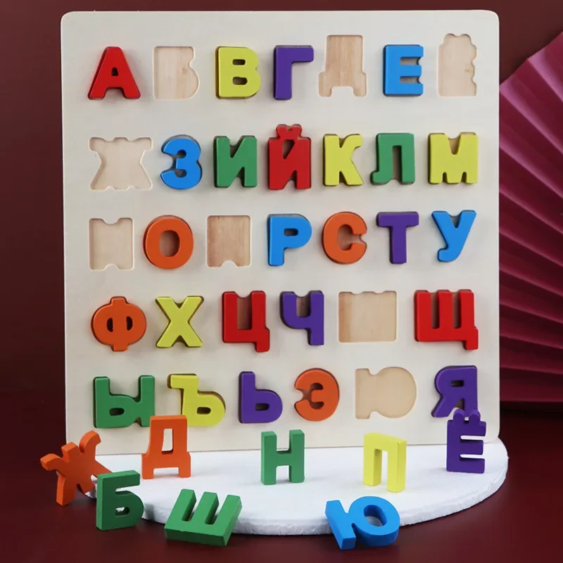 Baby Colorful Russian alphabet hand scratch for  Number  Learning Early Education Toys Children Montessori  Wooden Vietnamese