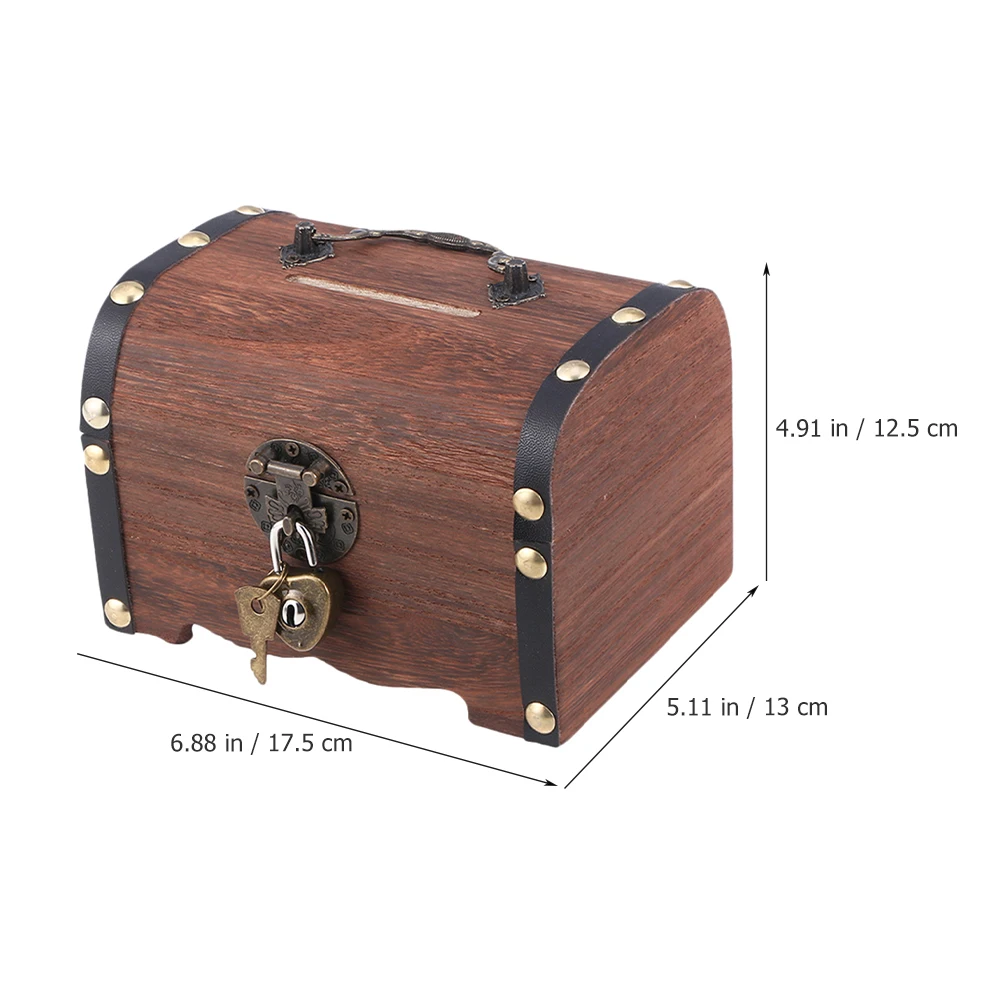 

2 шт. деревянная копилка-органайзер для денег для наличных денег, коробка для хранения монет с замком, медь