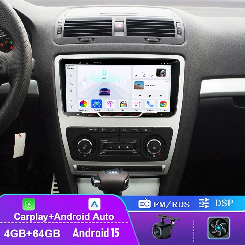 

9" 4+64GB For Skoda Roomster 2003-2015 Car Radio Wireless Apple CarPlay Android Auto WIFI GPS Navigation Head Unit